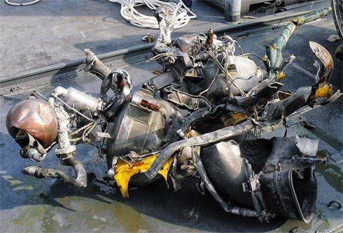 圖為韓國軍方打撈出的疑似是朝鮮火箭“銀河3號”殘骸。